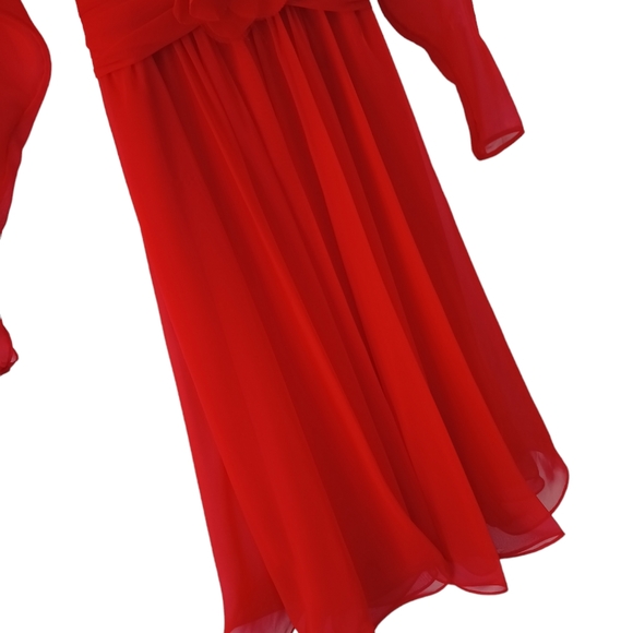 Vintage Farinae Red Rose Dress - Picture 7 of 14